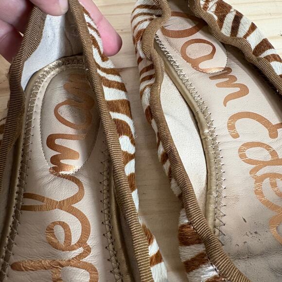 Sam Edelman 8.5 Fur Dyed Cow Hair Felicia Luxe Ballet Shoes Brown Zebra Print - Picture 10 of 11